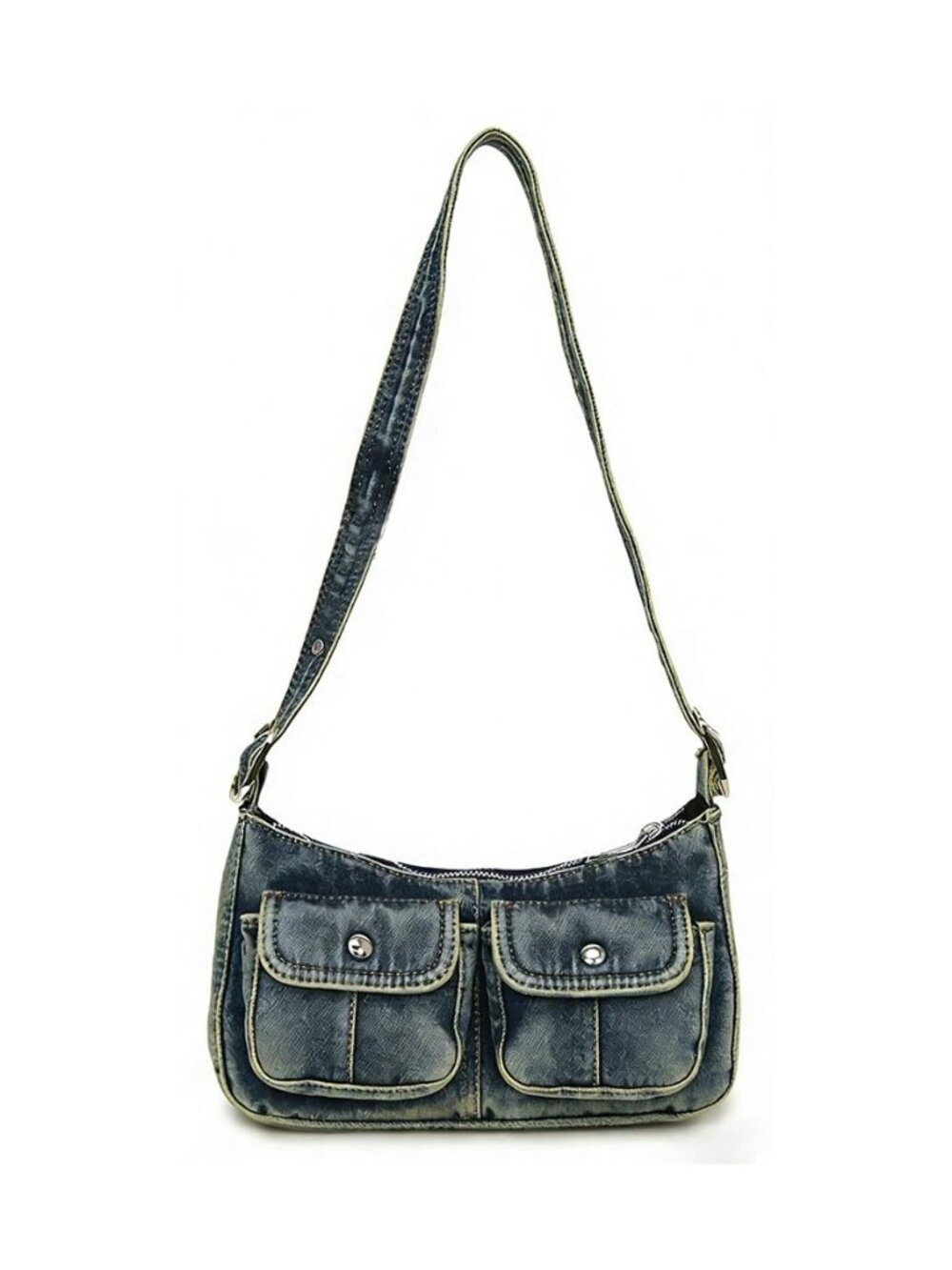 Y2K Denim Purse for Women Vintage Shoulder Bag Small Top Handle Clutch Punk